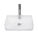 Rectangle Vessel Sink With Diamond Texture With Pop Up Drain (No Faucet) - White