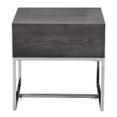 Iban - End Table - Gray Oak & Chrome