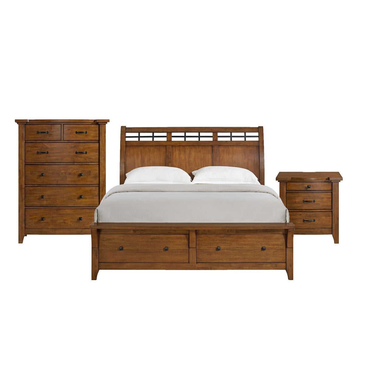 Gage Sleigh Storage Bedroom Set in Light Brown by Elements International