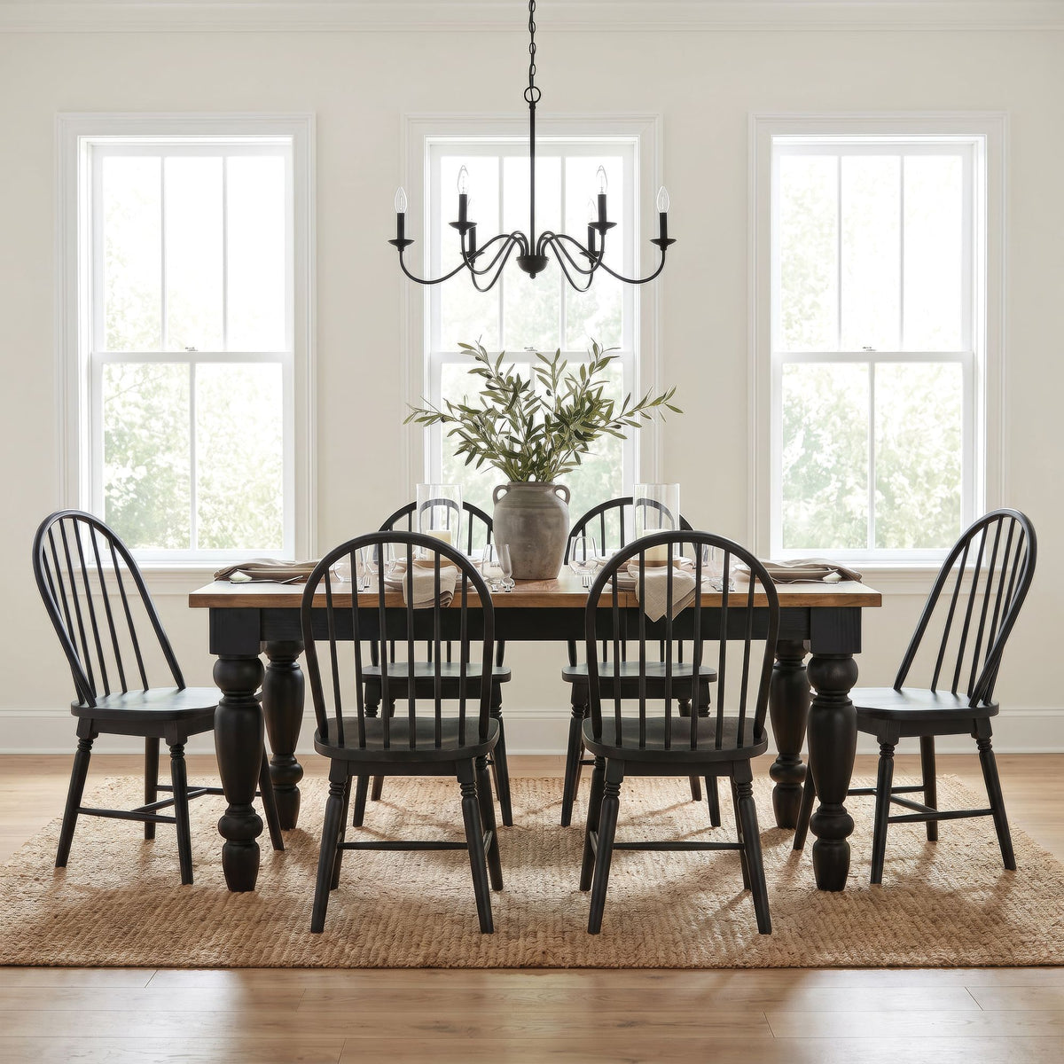 Heritage Standard Height Dining Set in Black by Elements International, view 12