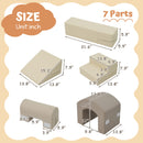 Indoor Soft Foam Climber Play Sets 7 In 1, Soft Play Equipment Climb And Crawl Playground For Toddlers, Kids Crawling And Climbing Active Play Structure - Coffee