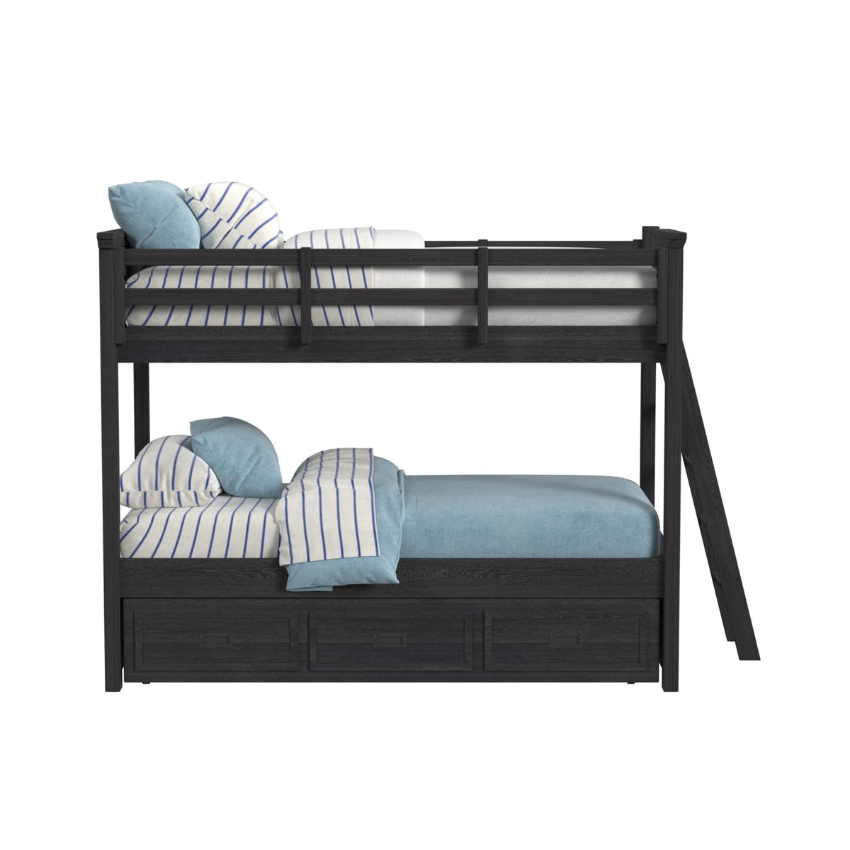Hampton Kids Bunk With Ladder And Trundle in Black by Elements International, view 6