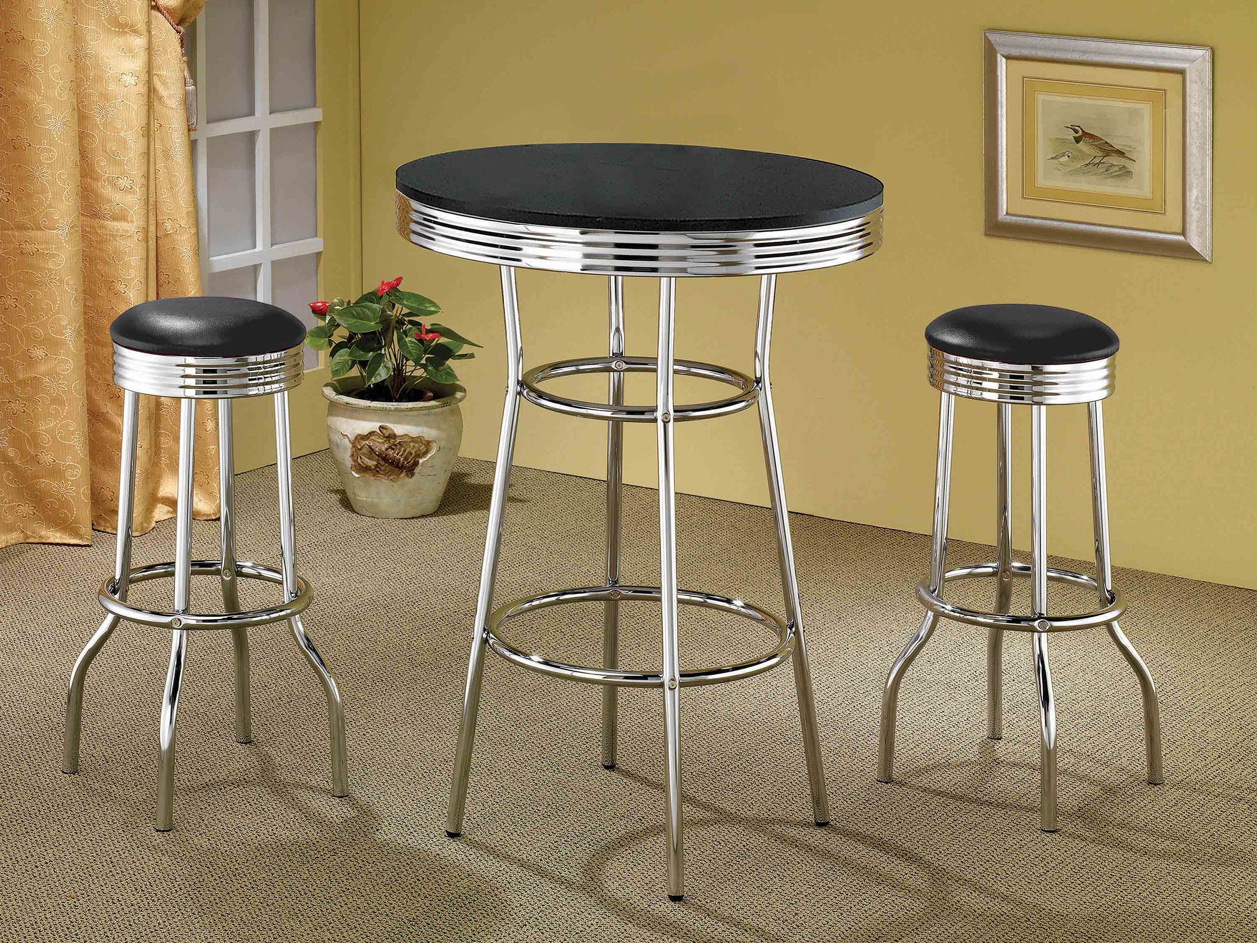 Retro Round 30-inch 1950's Bistro Pub Height Bar Table Black — view 5