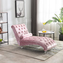 Velvet Chaise Lounge Indoor, Button Tufted Upholstered Chaise Lounge Chair With Pillow