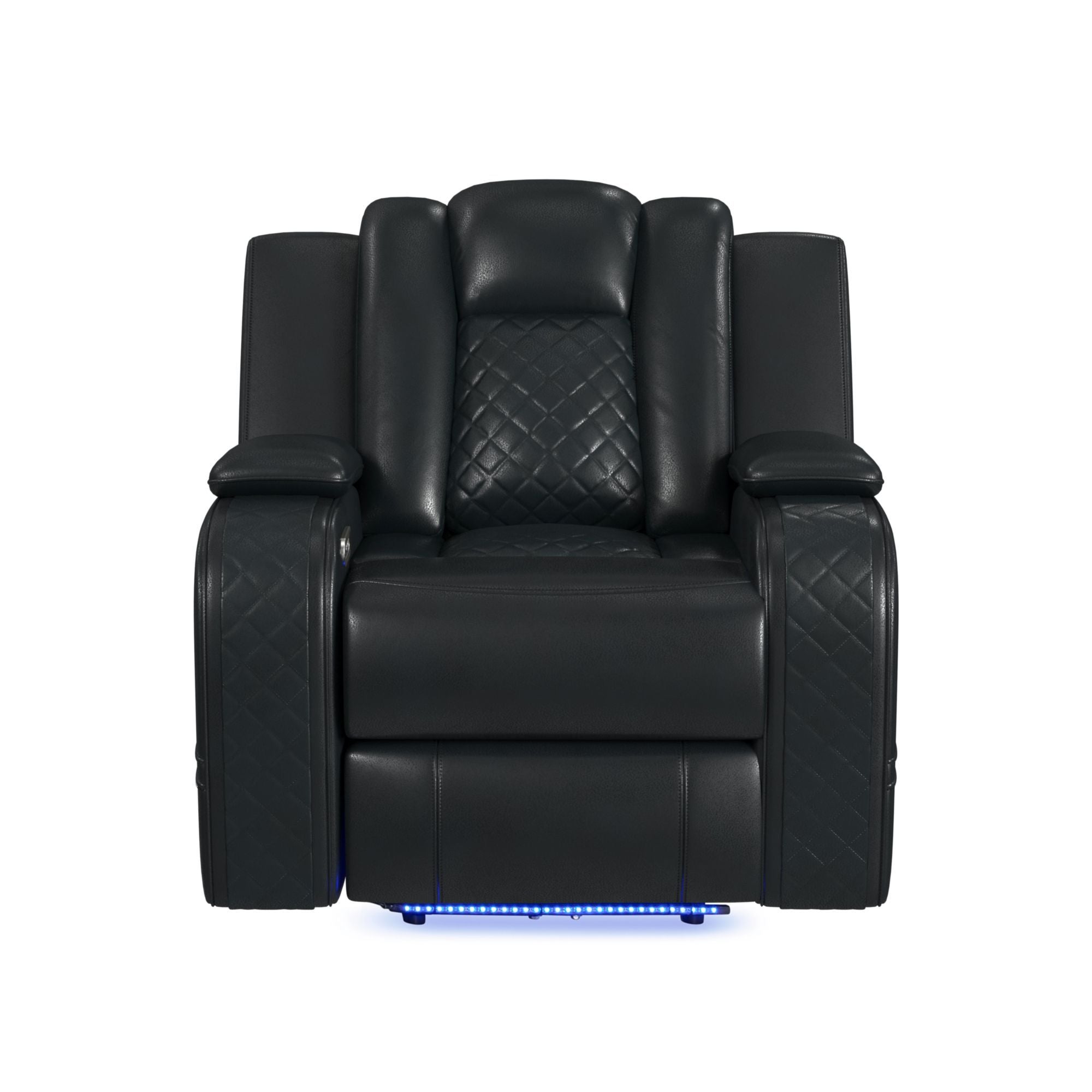 Carlo Power Motion Recliner With Power Headrest, LED in Black by Elements International, view 5