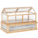 Outsunny - Raised Garden Bed With Polycarbonate Greenhouse, Wooden Garden Cold Frame Greenhouse, Flower Planter Protection, 48" x 24" x 32" - Natural