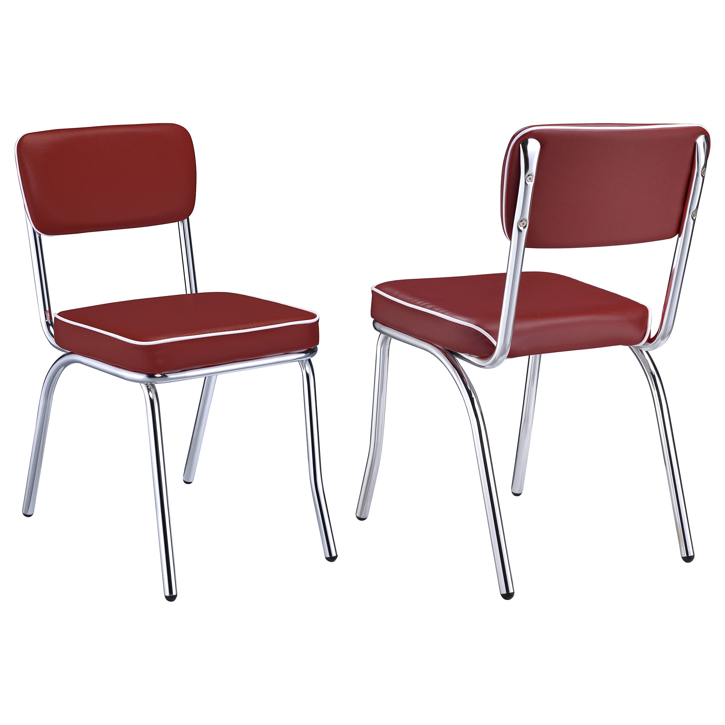 Retro Upholstered Dining Side Chair Red (Set of 2) — view 1