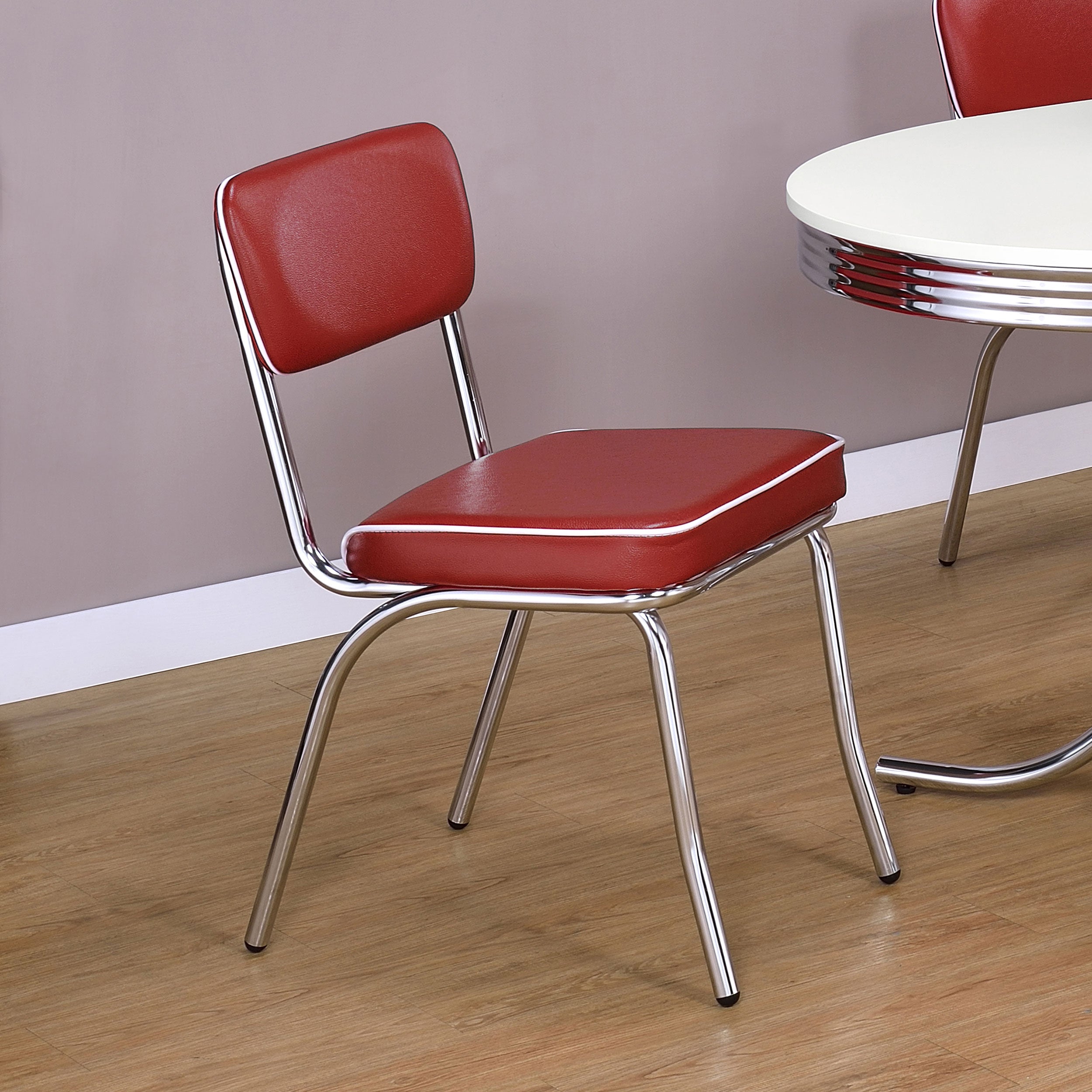 Retro Upholstered Dining Side Chair Red (Set of 2) — view 2