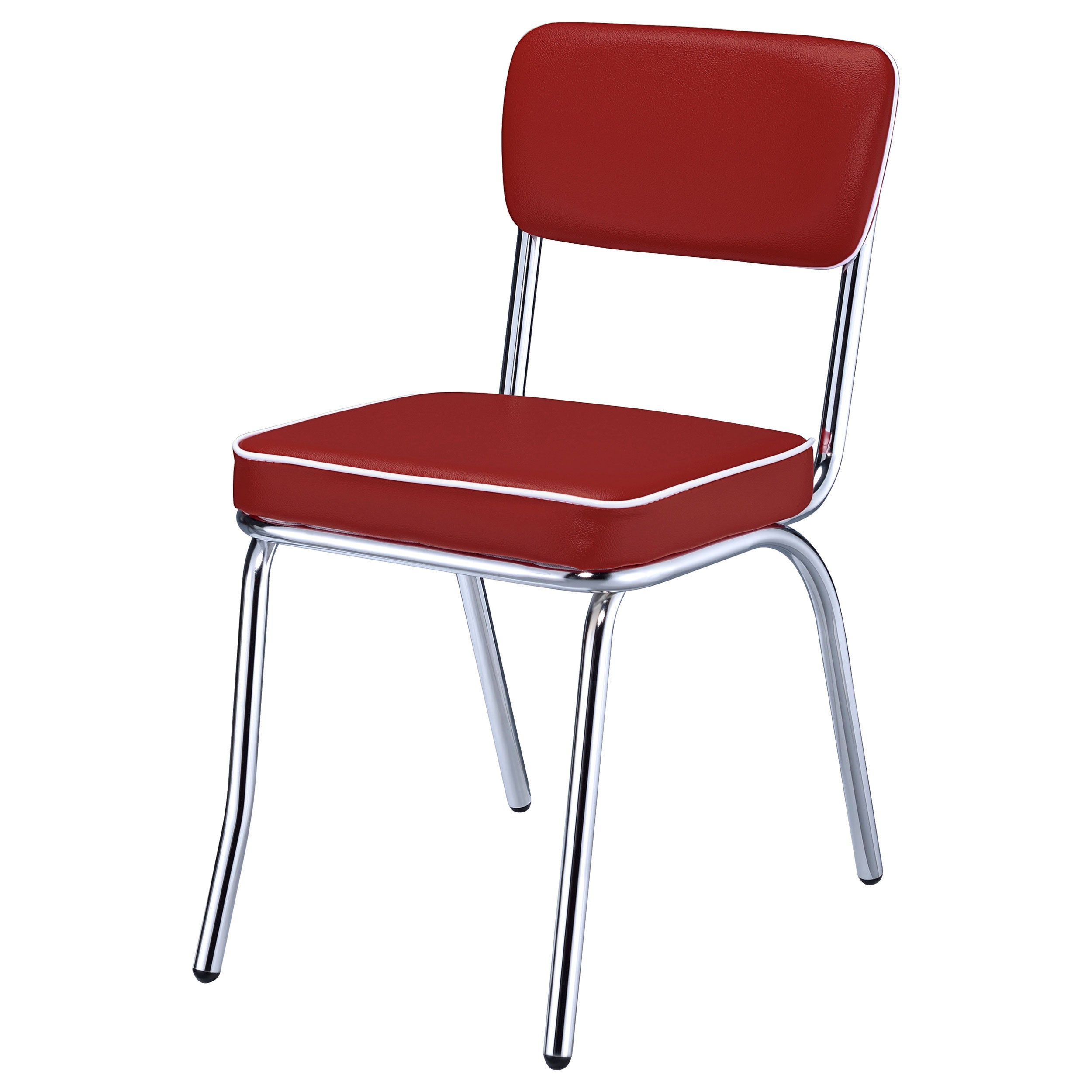 Retro Upholstered Dining Side Chair Red (Set of 2) — view 5