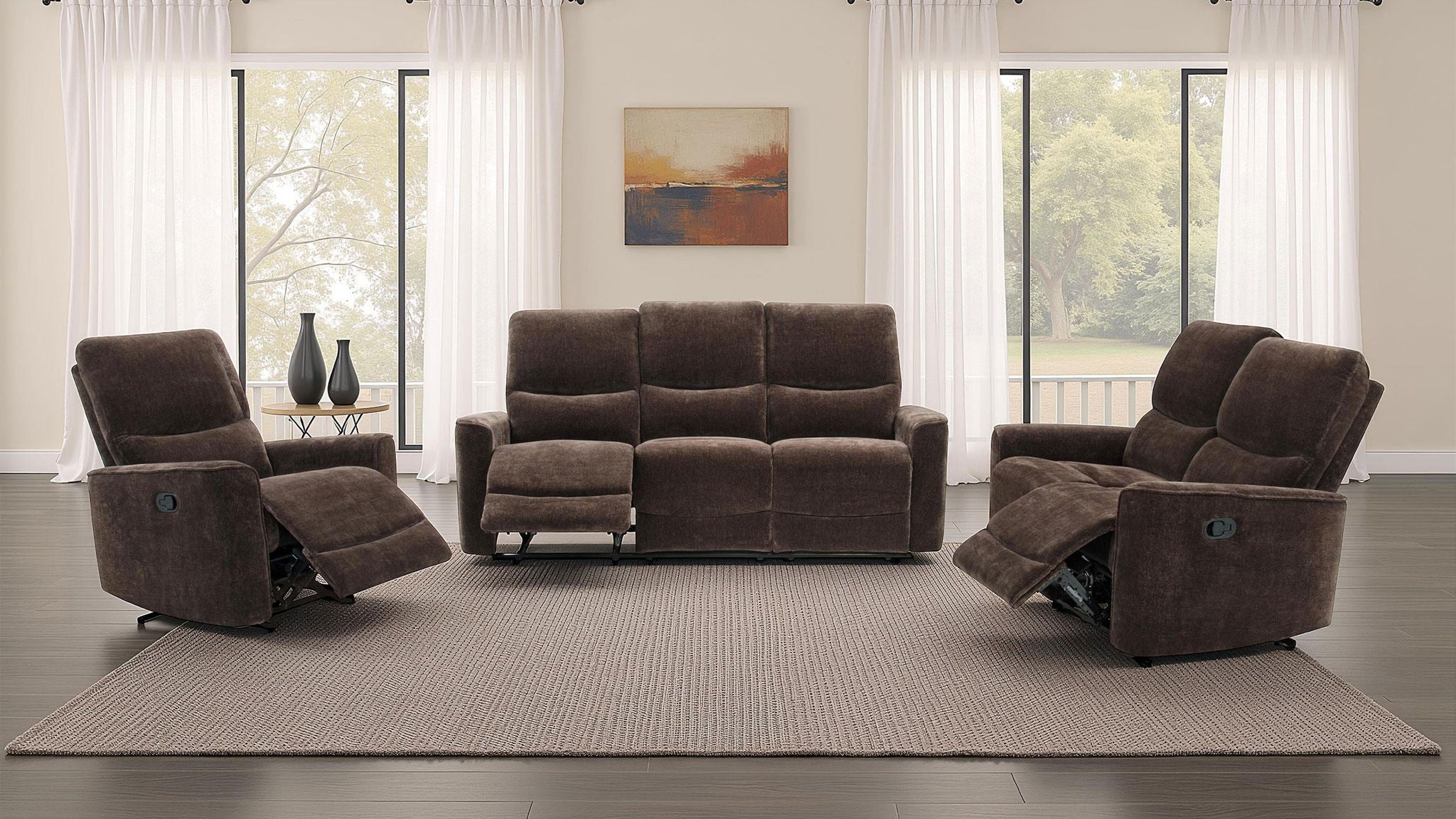 Navarro 3-piece Upholstered Reclining Sofa Set Dark Brown