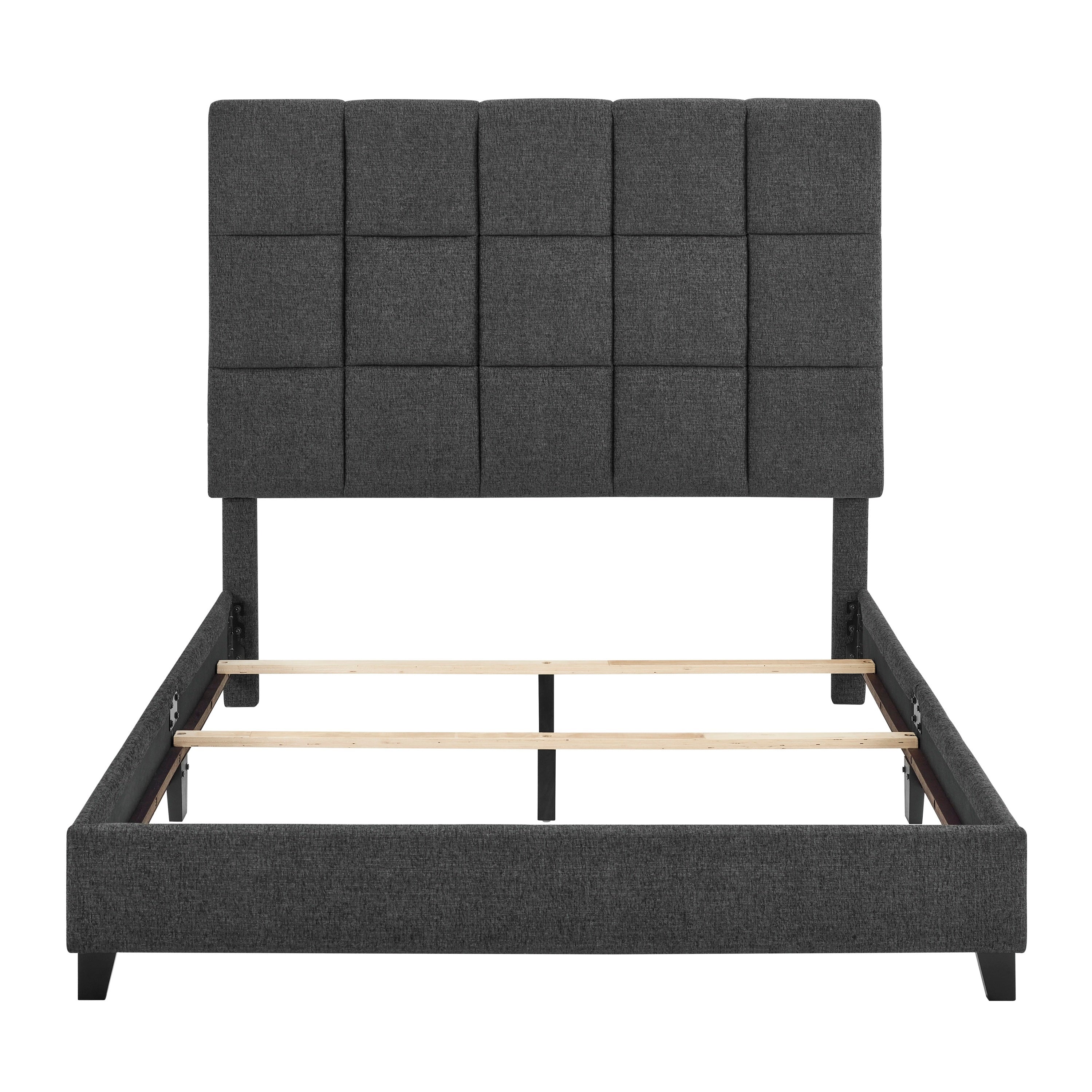 Bridgevine Home Queen Size Grey Squares Upholstered Platform Bed - Atlantic Fine Furniture Melbourne FL