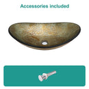 Tempered Glass Vessel Sink With Boat Shape Pop-Up Drain