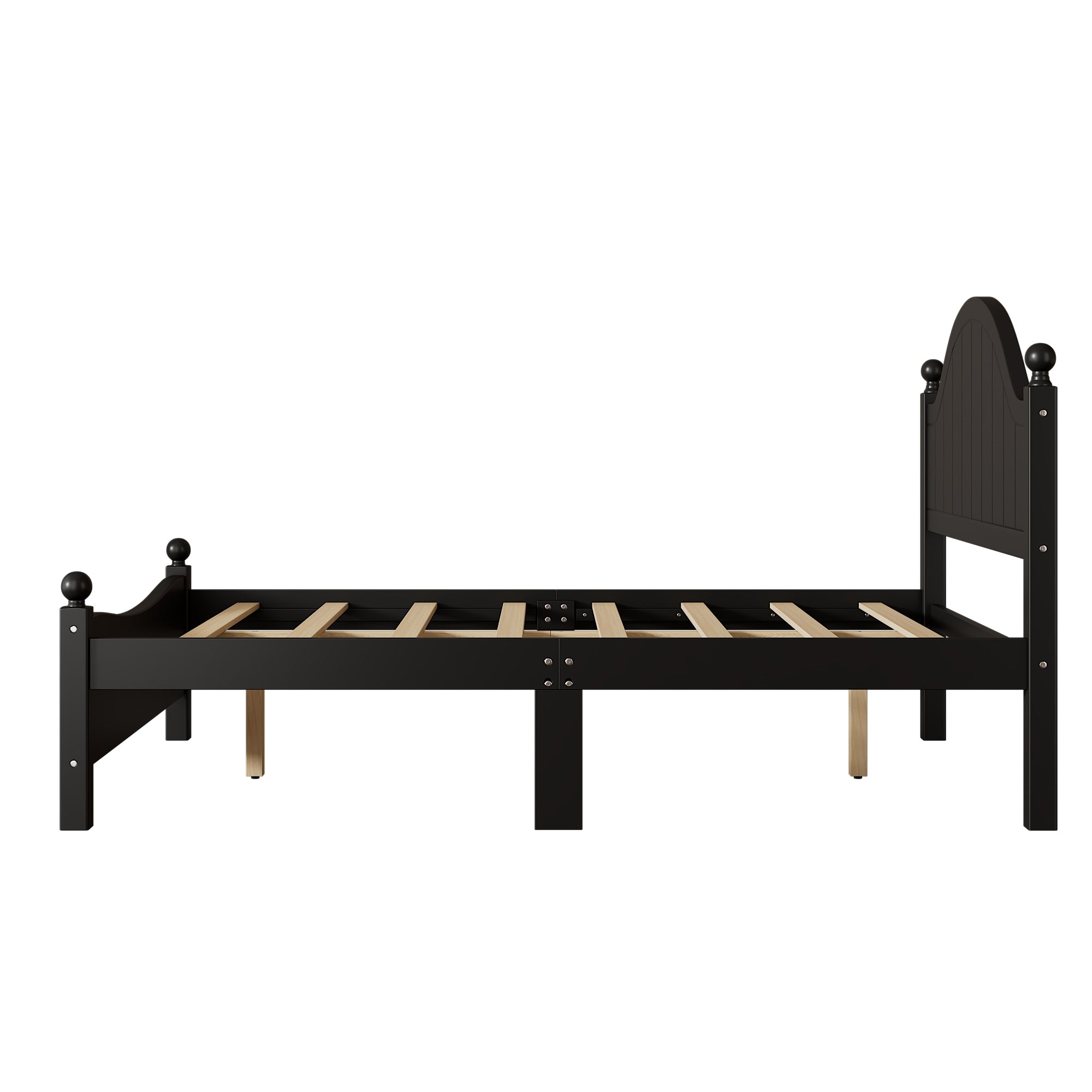 Traditional Concise Style Black Solid Wood Platform Bed, No Need Box Spring, Queen - Atlantic Fine Furniture Melbourne FL