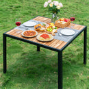 5 Piece Patio Dining Table Set, Acacia Wood Table Top With Umbrella Hole