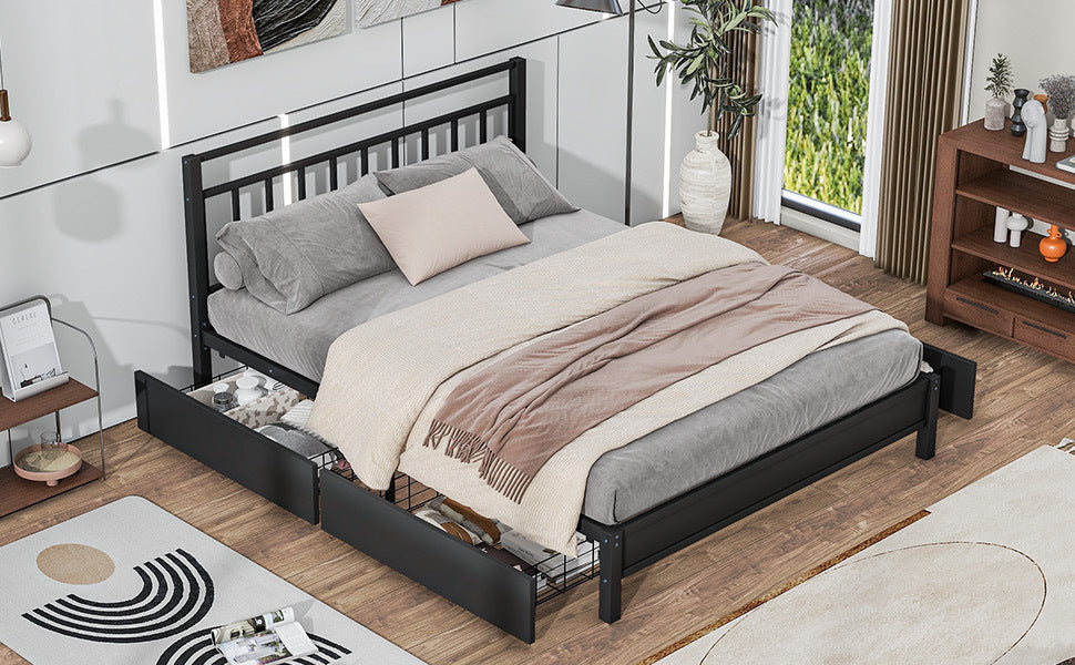 Queen Size Storage Platform Bed with 4 Drawers, Black - Atlantic Fine Furniture Melbourne FL