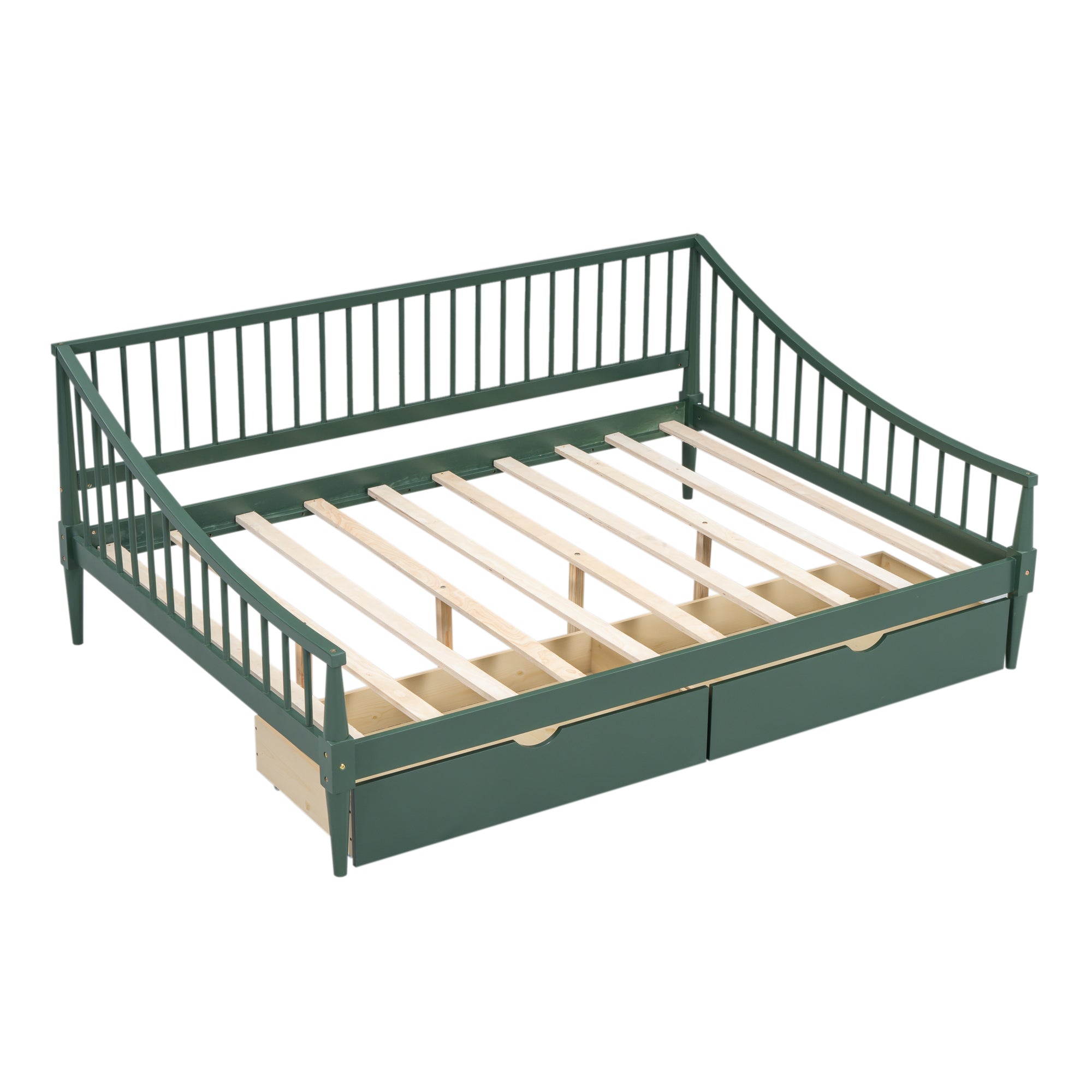 Full Size Daybed with Two Storage Drawers and Support Legs, Green - Atlantic Fine Furniture Melbourne FL