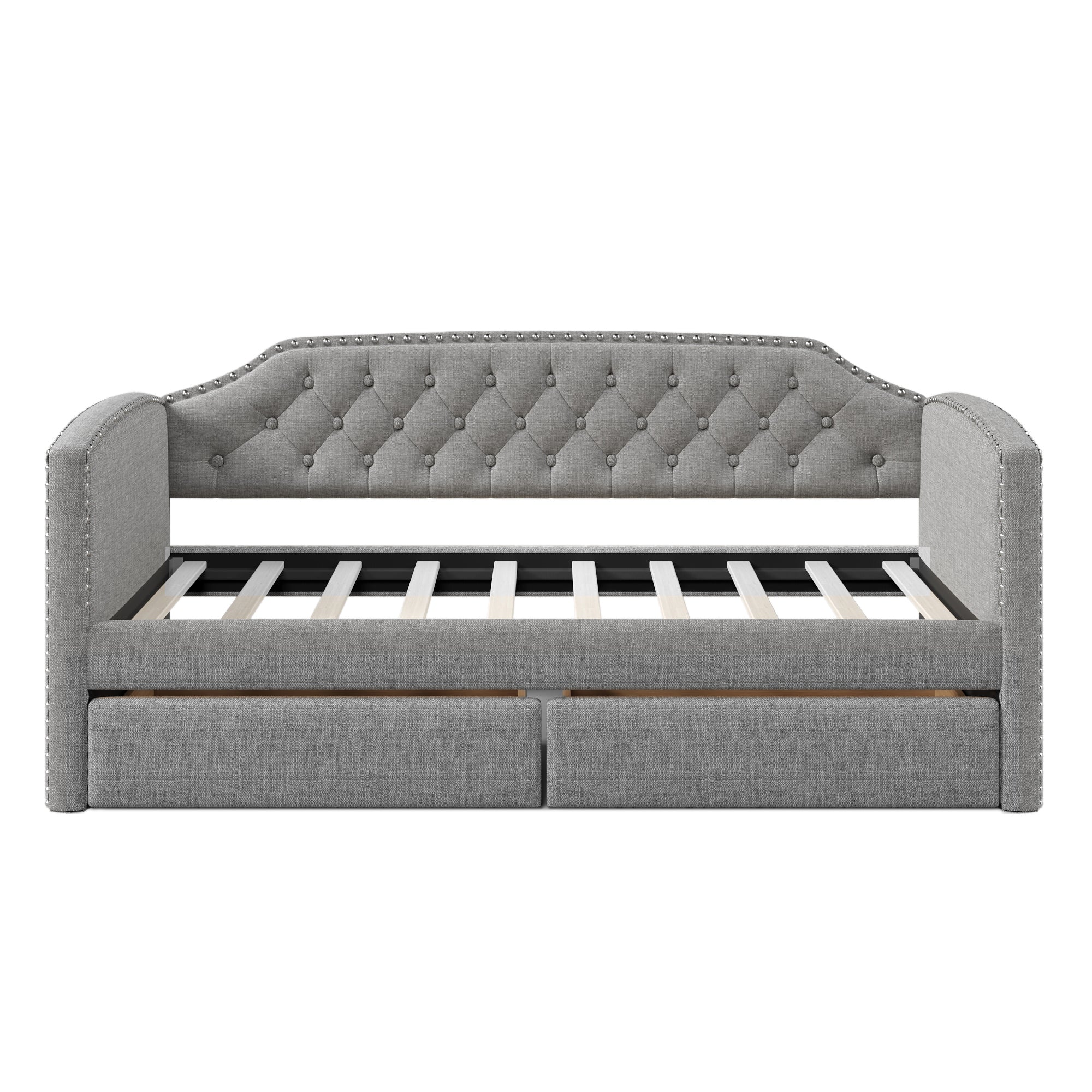 Twin Size Upholstered Daybed with Drawers for Guest Room, Small Bedroom, Study Room,Gray - Atlantic Fine Furniture Melbourne FL