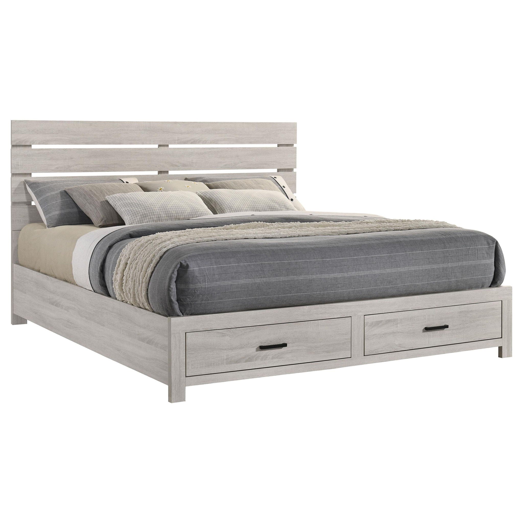 Brantford Wood Eastern King Storage Panel Bed Coastal White