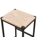 Boho Style Backless Bar Stools (Set of 2) With Paper Rope Woven Seat & Metal Frame For Kitchen Counter