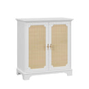 Rattan Decorated Sideboard Buffet Storage Liquor Cabinet - White