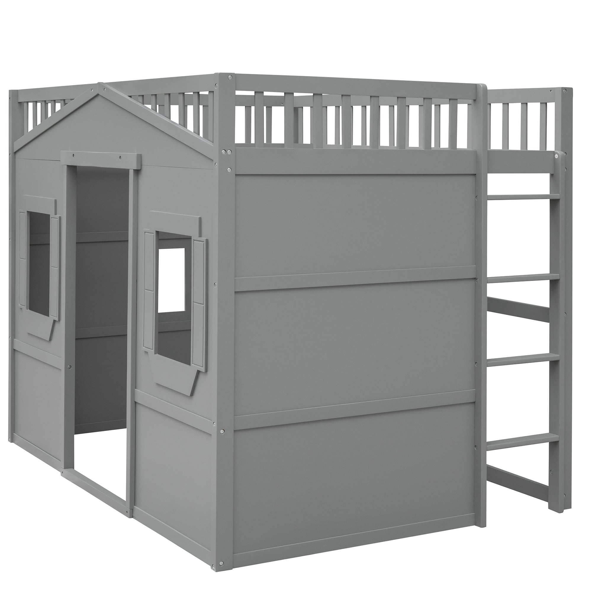 Full Size House Loft Bed With Ladder-Gray - Atlantic Fine Furniture Melbourne FL