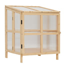 2 Tier Foldable Cold Frame Greenhouse, Portable Wooden Greenhouse Garden Cold Frame Raised Planter Box With Shelves - Natural Wood