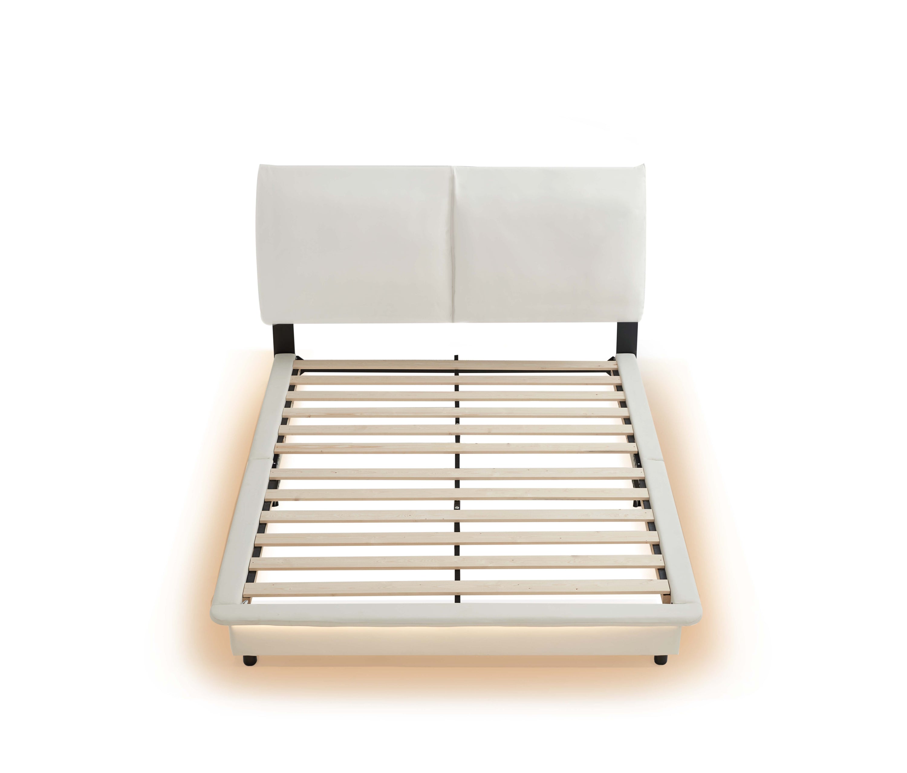 Full Size Upholstered Platform Bed with Sensor Light and Ergonomic Design Backrests, White - Atlantic Fine Furniture Melbourne FL