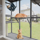 Large Walk In Outdoor Catio For Cats With Roof And 3 Access Doors - Gray
