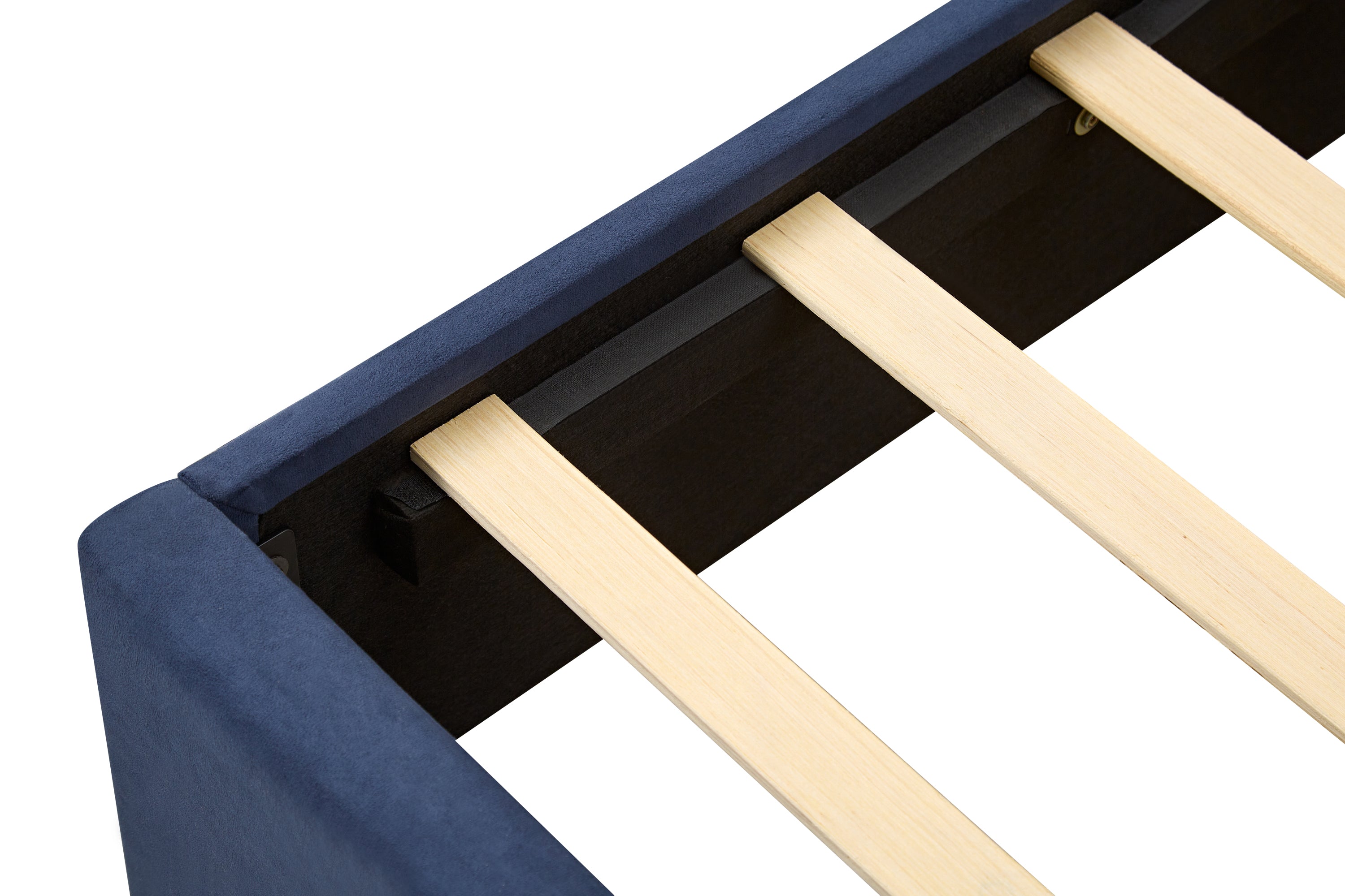 King Size Velvet Bed Frame/Vertical Channel Tufted Wingback Headboard/Upholstered Platform Bed/Strong Wooden Slats/No Box Spring Needed/Easy AssemblyRoyal blue