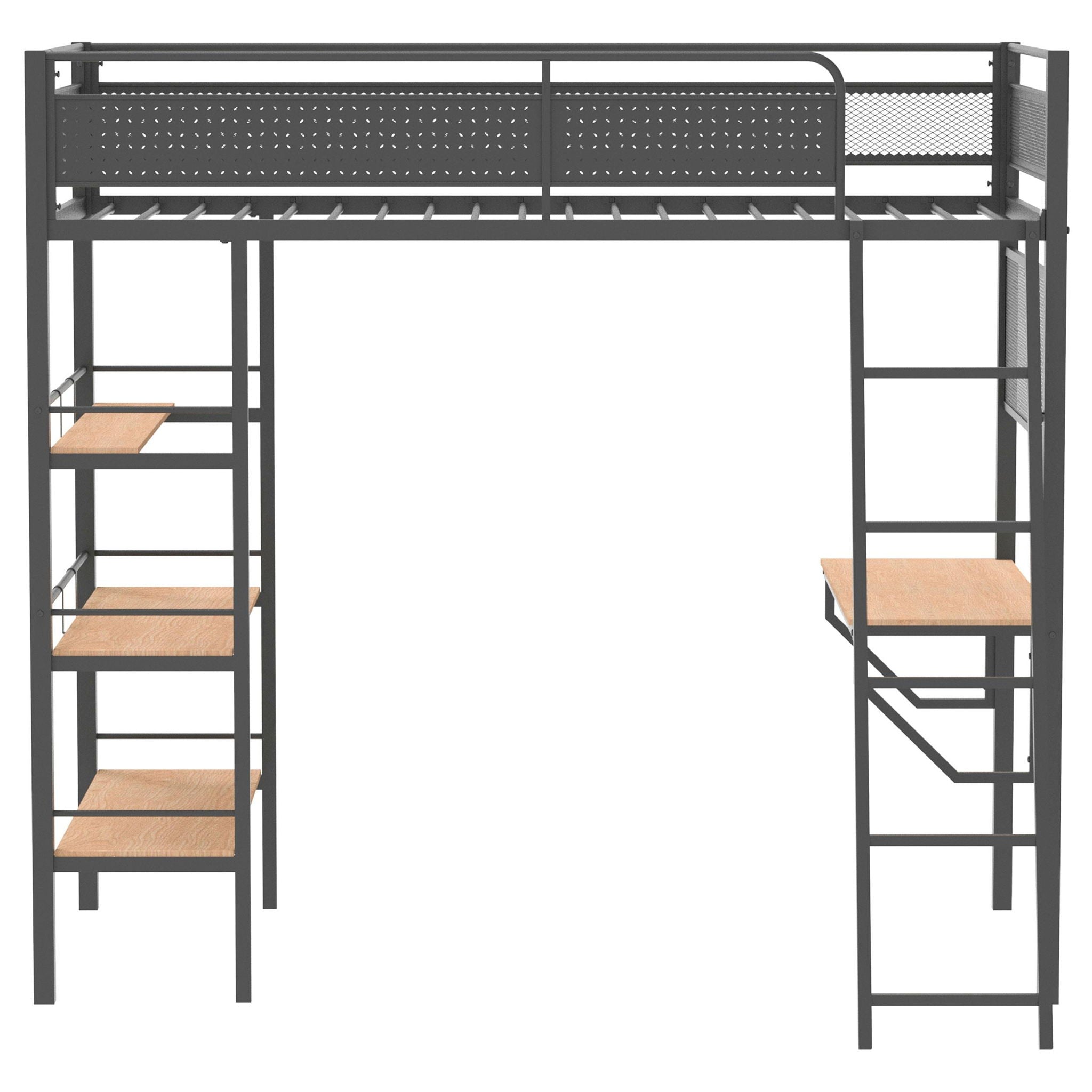 Campus 3-shelf Metal Twin Workstation Loft Bed Matte Black