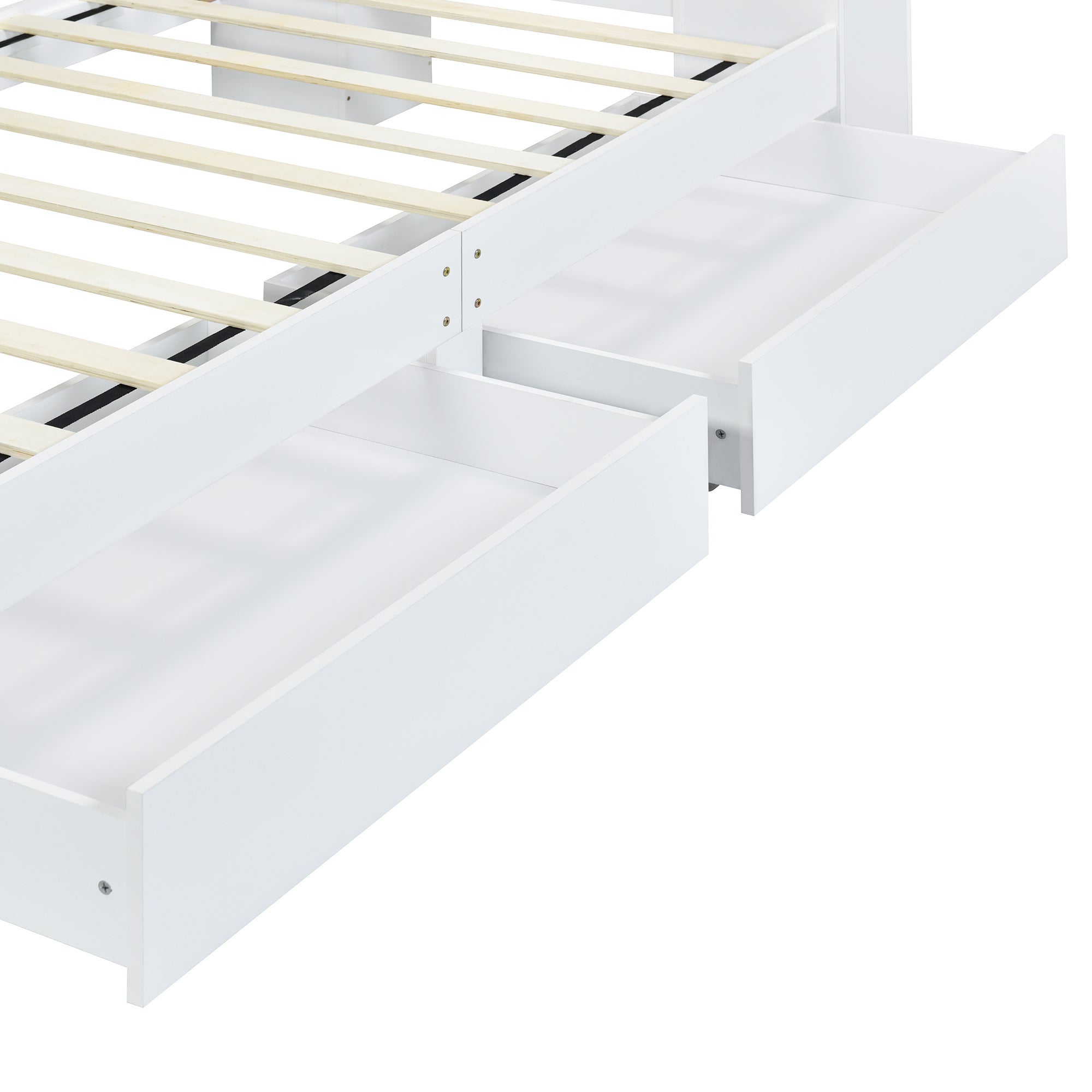 Twin Size Storage Platform Bed Frame with with Two Drawers and Light Strip Design in Headboard,White - Atlantic Fine Furniture Melbourne FL