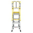 Heavy Duty Aluminum Rolling Platform Ladder With Steps, 375Lbs Capacity