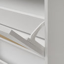 2 Door Shoe Rack, Rattan, Double Layer, Suitable For Living Room, Hallway - White