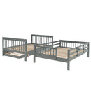 Stairway Bunk Bed With Storage And Guard Rail For Bedroom