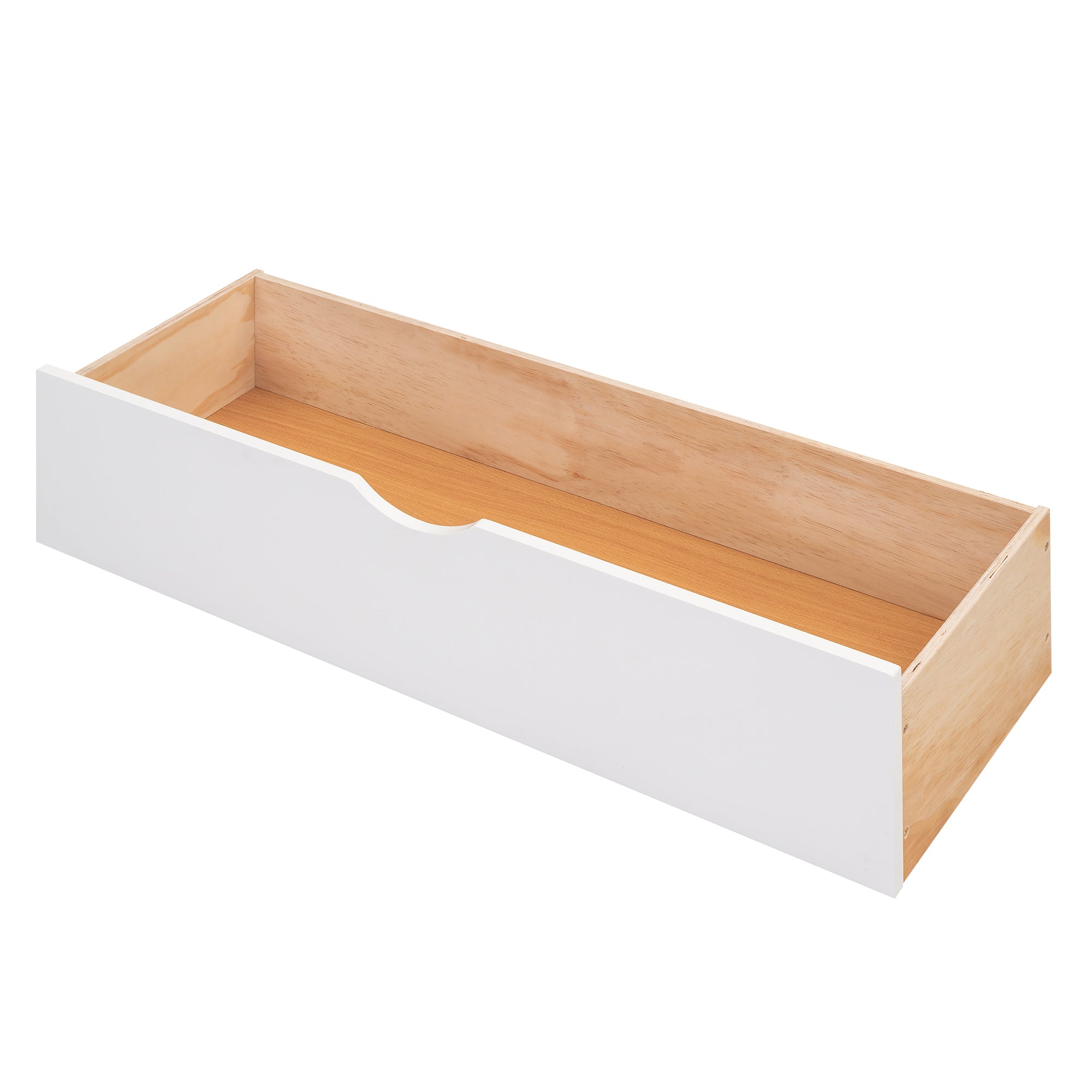 Full Size Storage Platform Bed with Pull Out Shelves, Twin Size Trundle and 2 Drawers, White - Atlantic Fine Furniture Melbourne FL