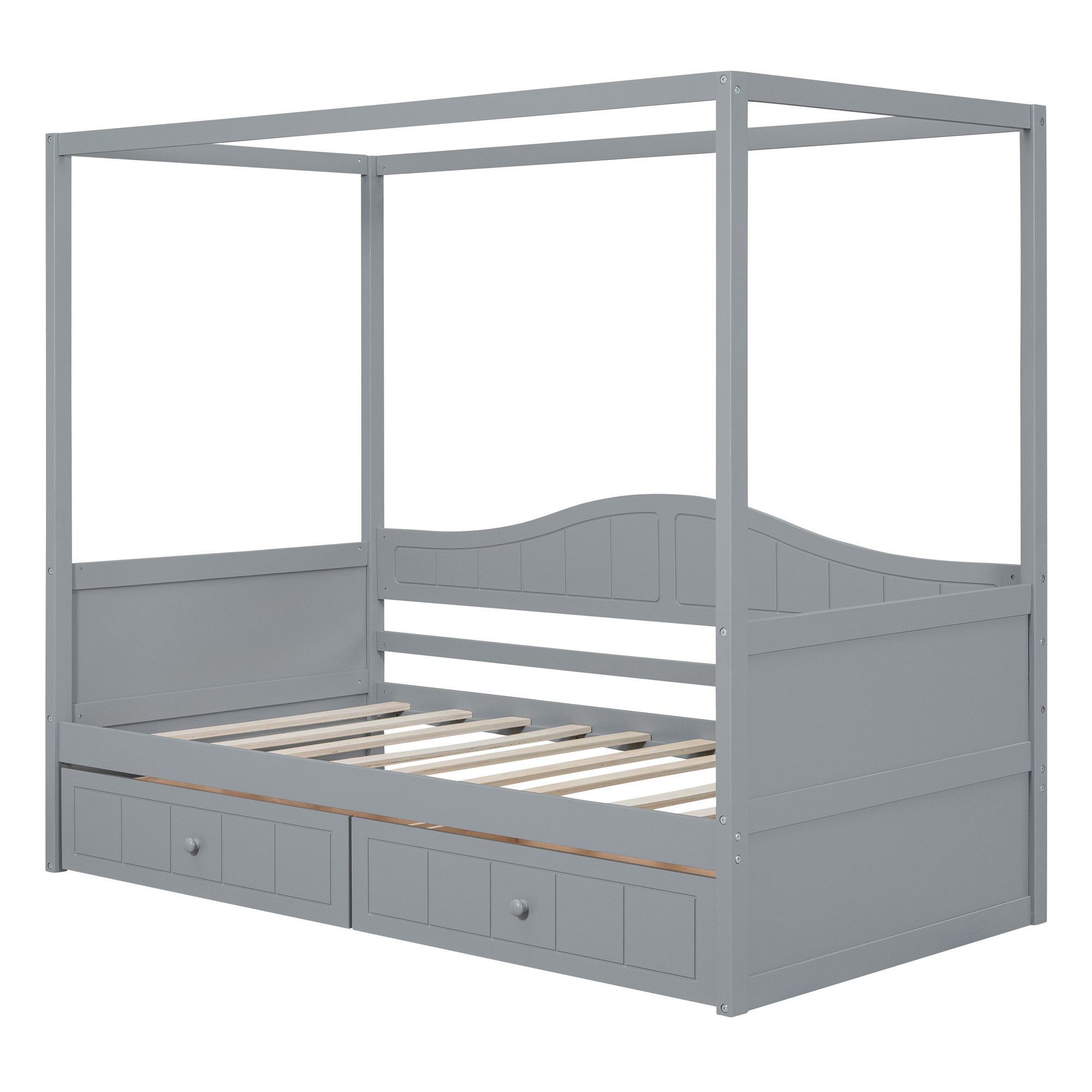 Twin Size Canopy Day Bed with 2 Drawers, Gray - Atlantic Fine Furniture Melbourne FL