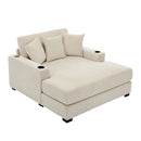 Oversized Chaise Lounger Modern Style Sofa Couch, With Pillows, Charge Station & Cup Holders