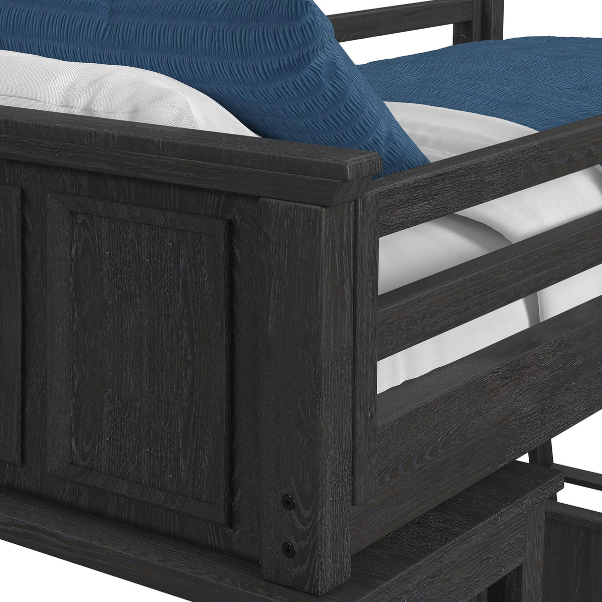 Hampton Kids Loft Bed With Ladder And Desk With Speaker in Black by Elements International, view 4