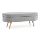 Ottoman Oval Storage Bench With Rubber Wood Legs Linen - Gray