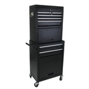 6 Drawer Lockable Tool Cabinet On Wheels, Steel Rolling Tool Chest With Detachable Toolbox