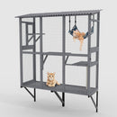 Large Walk In Outdoor Catio For Cats With Roof And 3 Access Doors - Gray