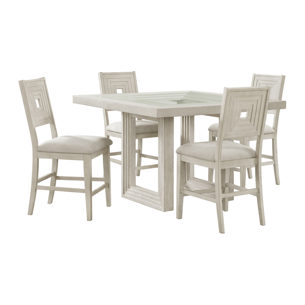 Avalanche Square Counter Height Dining Set in White by Elements International