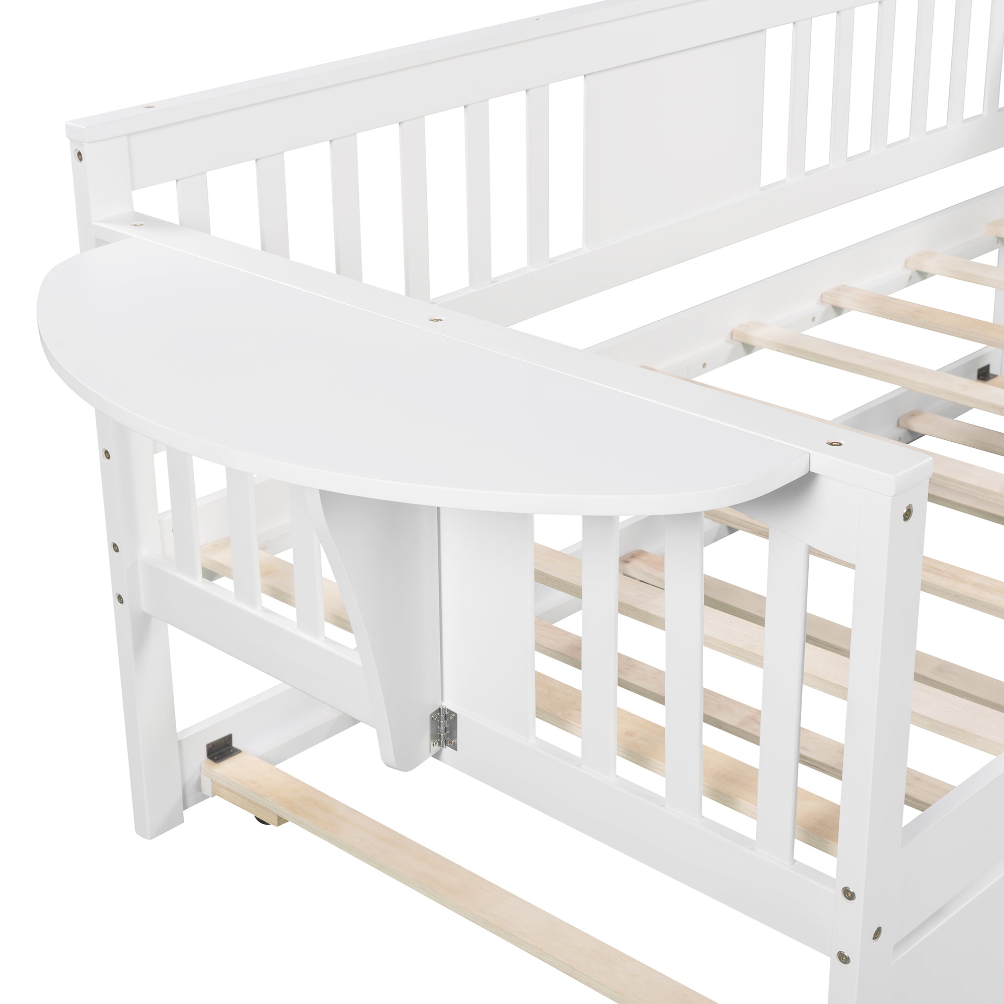 Twin Wooden Daybed with Trundle Bed , Sofa Bed for Bedroom Living Room, White - Atlantic Fine Furniture Melbourne FL