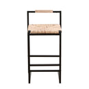 Water Hyacinth Woven Bar Stools With Back Support, Counter Height Dining Chairs (Set of 2) - Natural