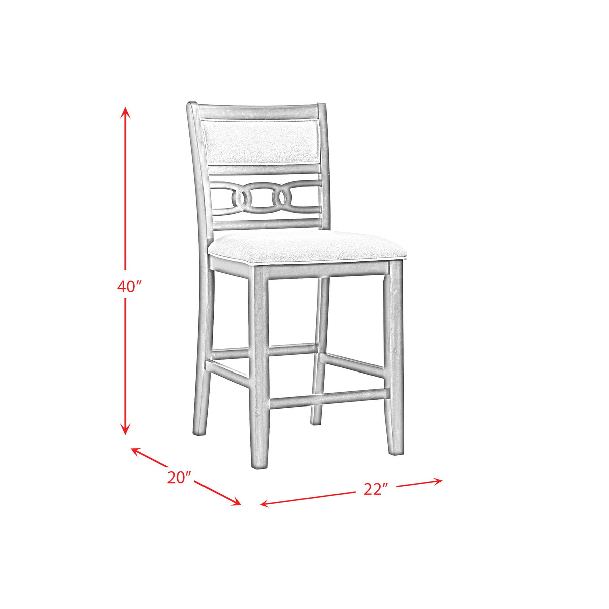 Amherst Counter Side Chair With Cushion (Set of 2) in Dark Gray by Elements International, view 6