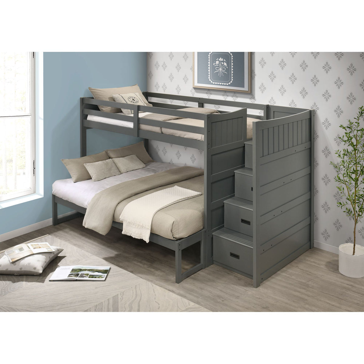 Sami Step Bunk With Right Headboard in Dark Brown by Elements International, view 16