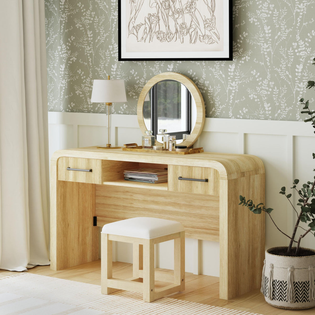Ridgemont Dressing Stool in Black by Elements International, view 5