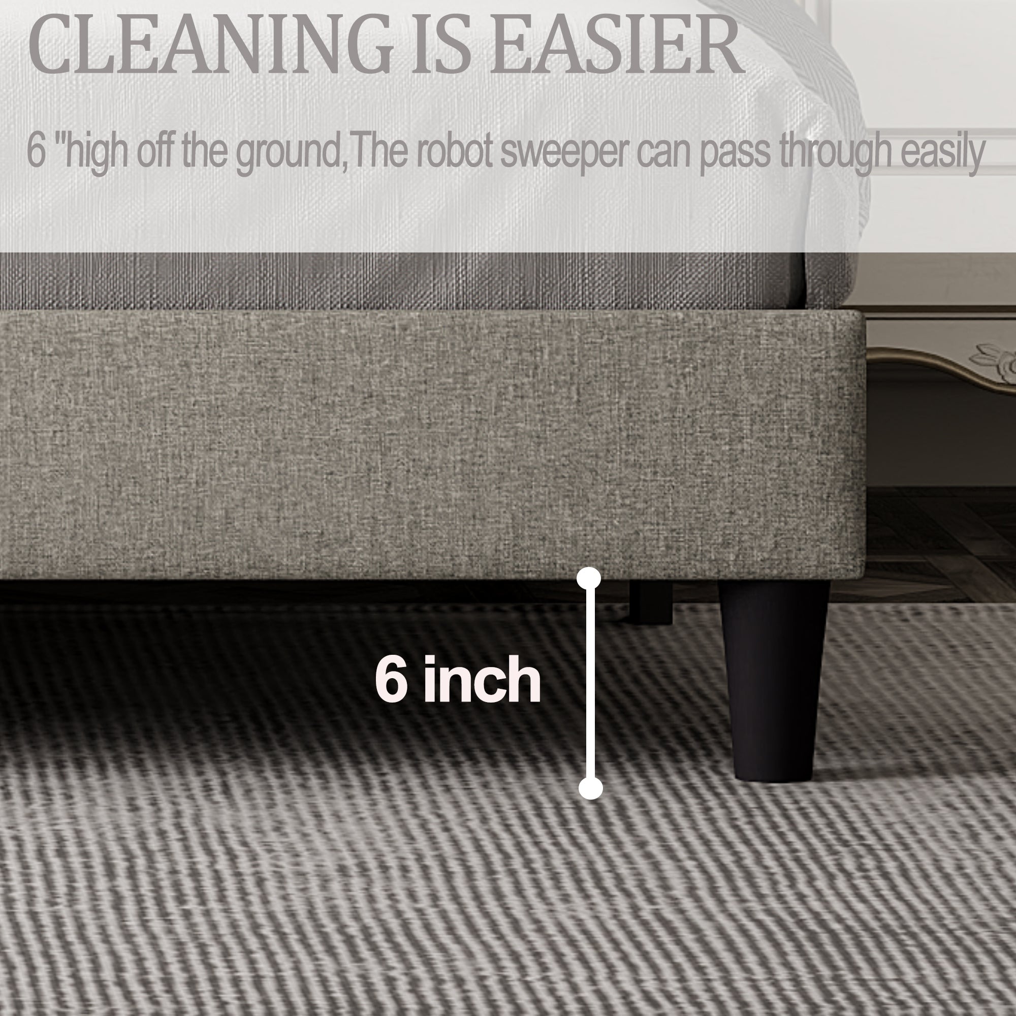 King size Adjustable Headboard with Fine Linen Upholstery and Button Tufting for Bedroom, Wave Top cream White