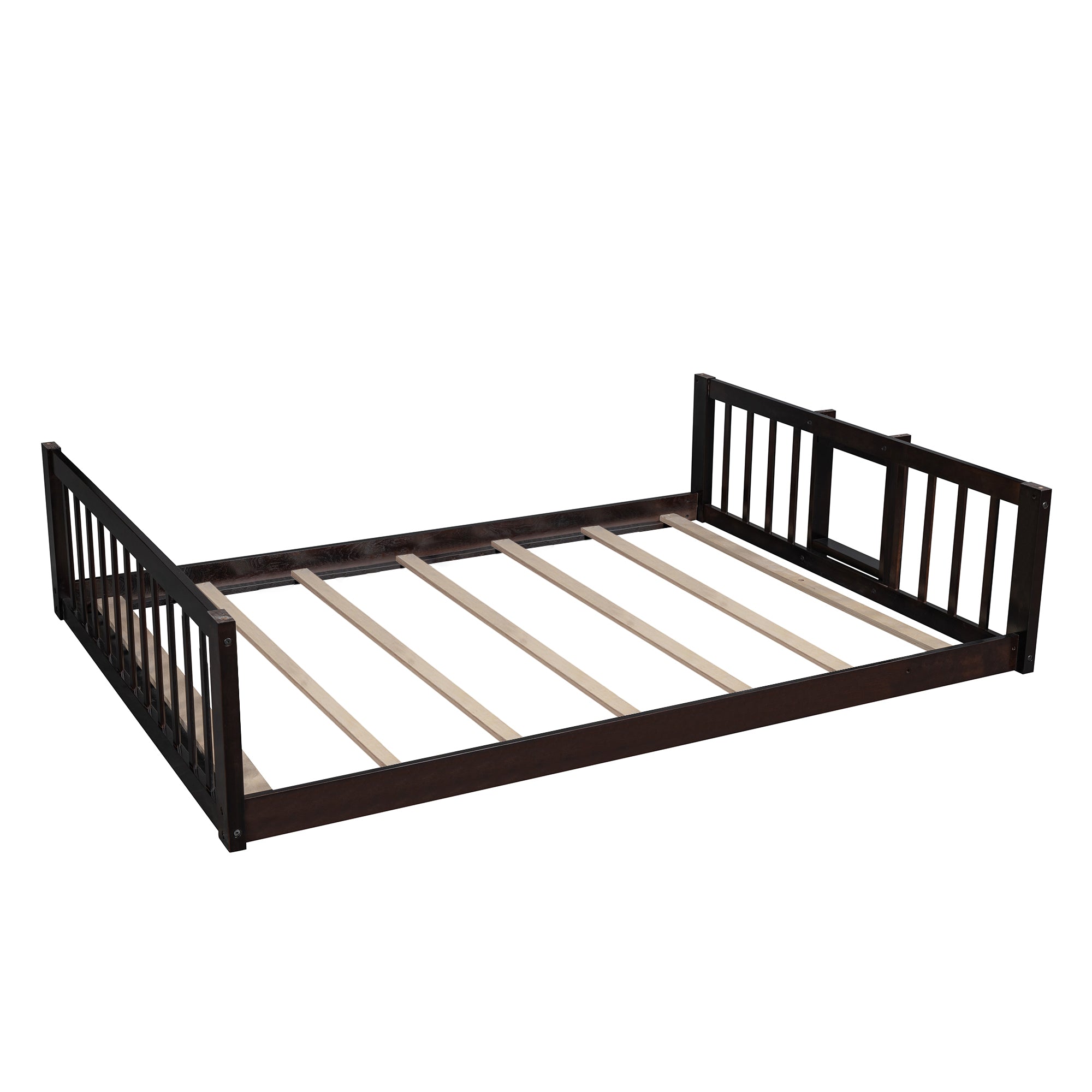 Full-Over-Full-Over-Full Triple Bed with Built-in Ladder and Slide , Triple Bunk Bed with Guardrails, Espresso(OLD SKU :LP000052AAP) - Atlantic Fine Furniture Melbourne FL