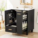Bathroom Vanity With Sink, Deep Drawer, Door Shelf, 2 Tier Basket